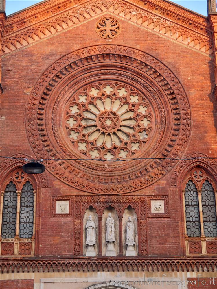 Milan (Italy) - Rose Window on the facade of St. Mark's Basilica